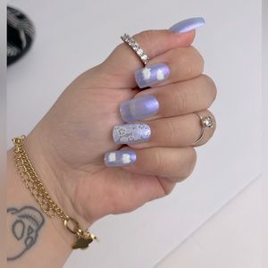 Baby Blue Lace || Press on nails